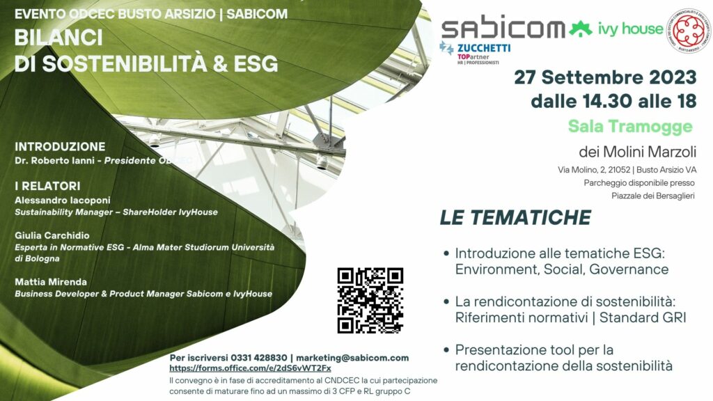 Evento ESG-Bilancio di sostenibilità - 27.09